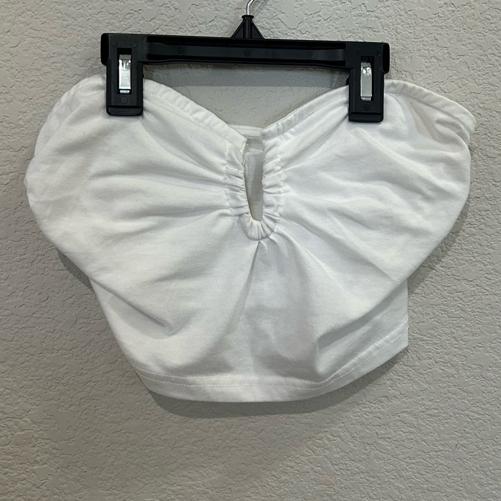Notched Neckline Ruched Crop Tube Top
